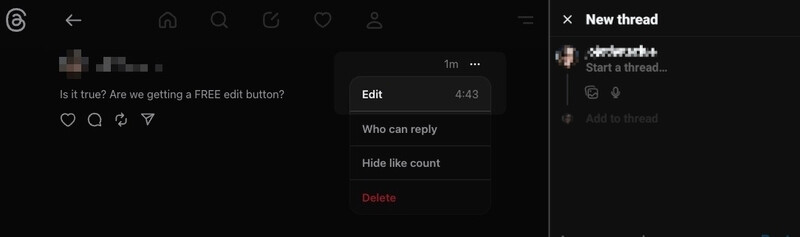 Threads rolls out a free-for-all edit button, plus voice messages and replies