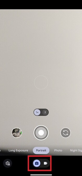 The new Pixel Camera app UI adds Photo/Video buttons to the bottom of the screen.  The Google Camera app has been renamed and features a new user interface.