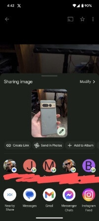 Android 14's native Share Sheet in Google Photos is now rolling out more widely