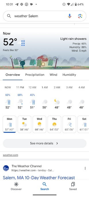 The new Material You weather interface found in the Google app on Pixel phones - Google adds functionality to the Android version of Maps that the iOS app has had for four years
