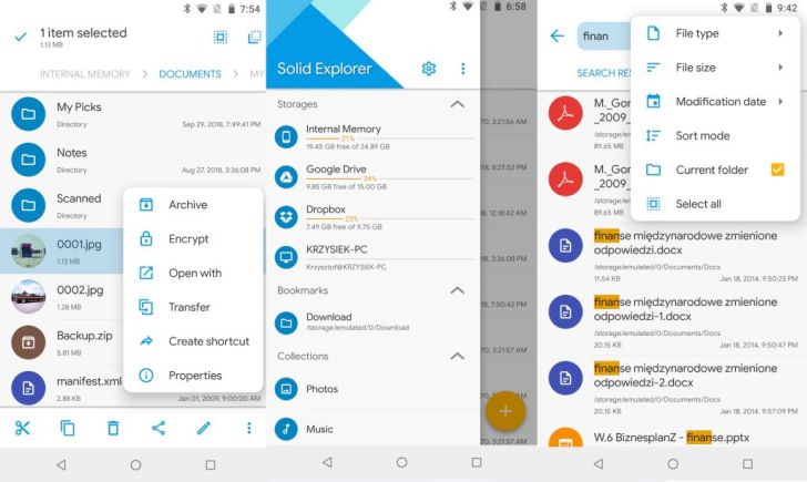 Solid Explorer app (Google Play Store)