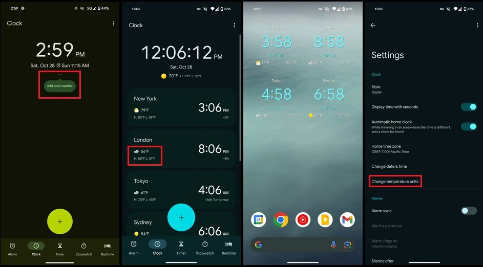 Weather integration is coming to the Pixel's Clock app.  Image credit-9to5Google - Google adds weather integration to the Clock app on certain Pixel models