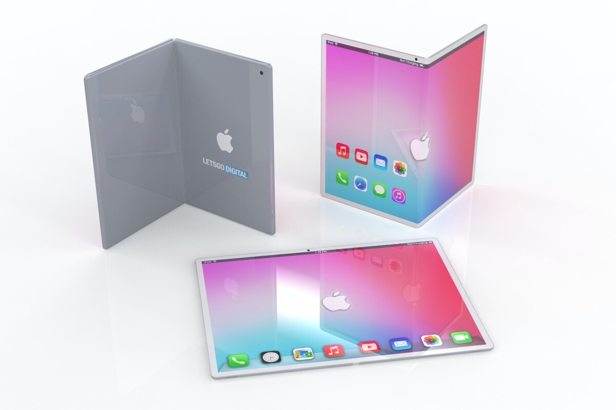 These old concept renders collected by LetsGoDigital envision a possible foldable iPad of the future.  - New rumor suggests Apple's first foldable iPad could arrive sooner than expected