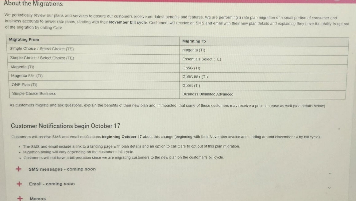 Leaked internal T-Mobile memo revealed its migration plan earlier this month: T-Mobile CEO Sievert cancels customer migration; wasn't supposed to be a "broad and national thing"