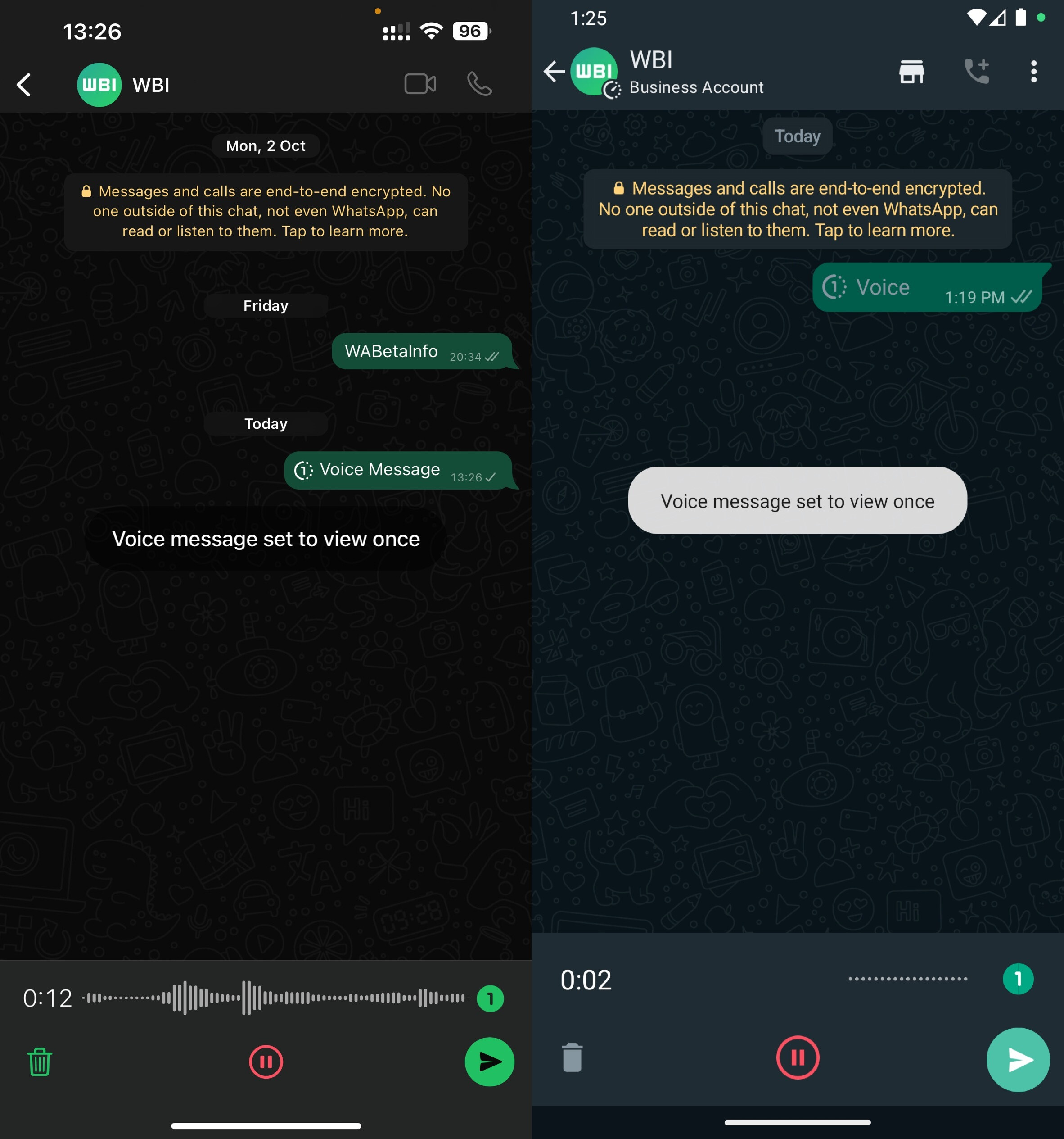Image credit – WABetainfo – WhatsApp is rolling out "see once" mode for audio messages