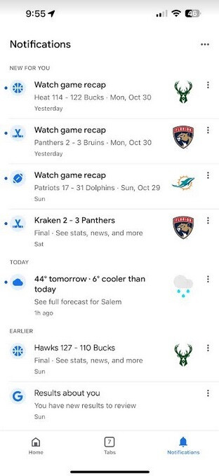 The new notification feed on the iOS version of the Google app - The Google app on Android and iOS adds a useful new notification feed