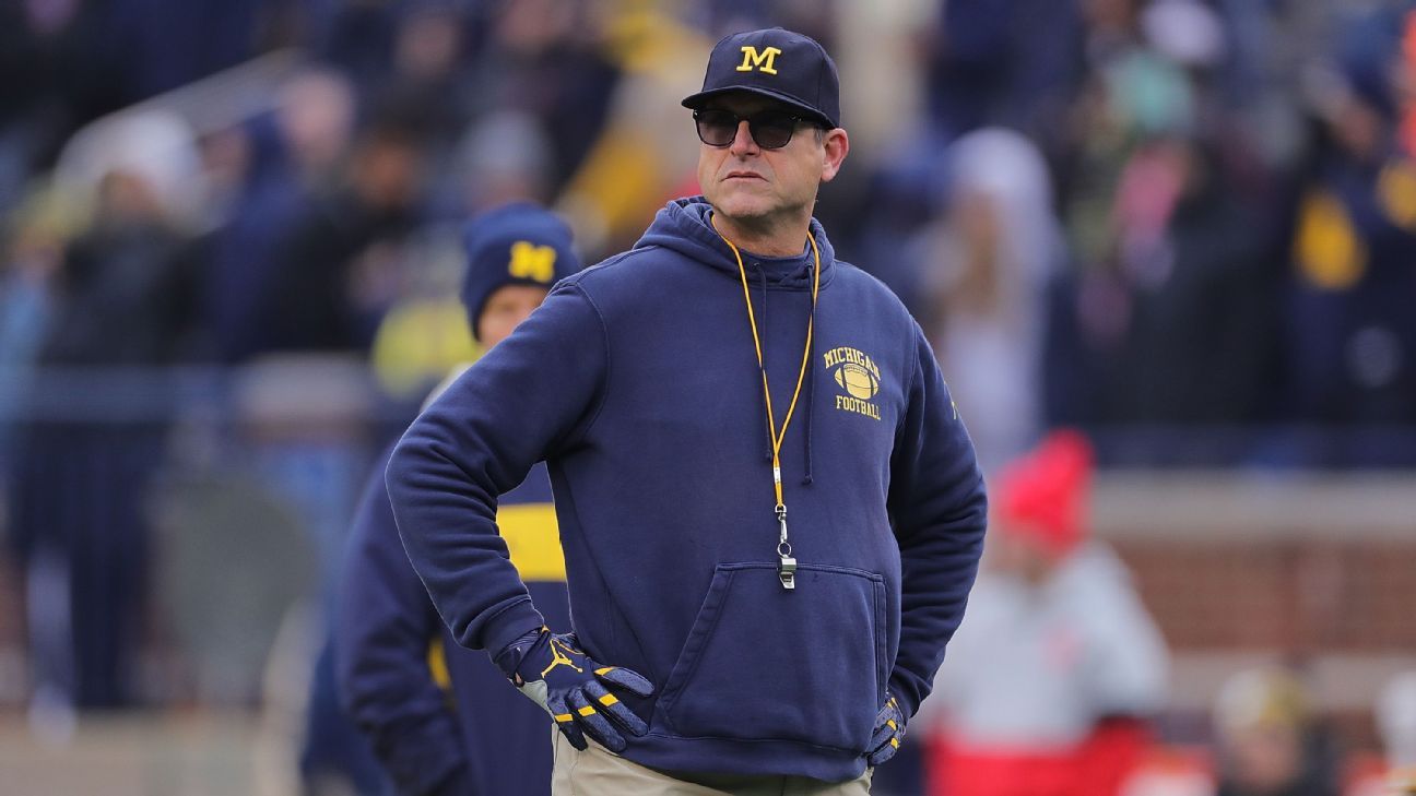 Big Ten bans Michigan's Jim Harbaugh from sideline for games