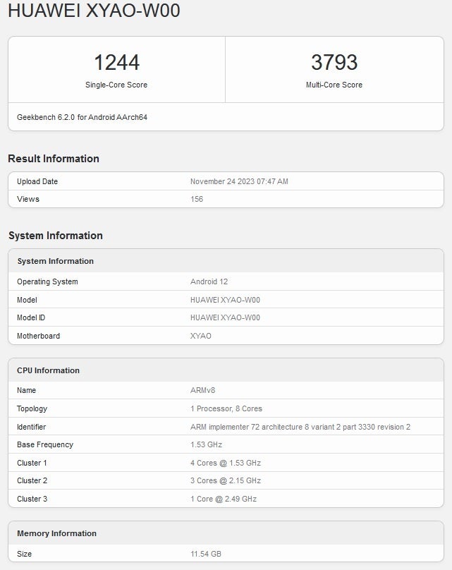 Geekbench test for Huawei's Mate PadPro 11 included a mysterious Kirin chipset - Chipset Powering the Refreshed Huawei MatePad Pro 11" the tablet may not be a mystery after all