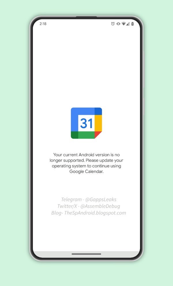 Source - TheSpAndroid - Google Calendar will soon drop support for devices running Android Nougat 7.1 and earlier