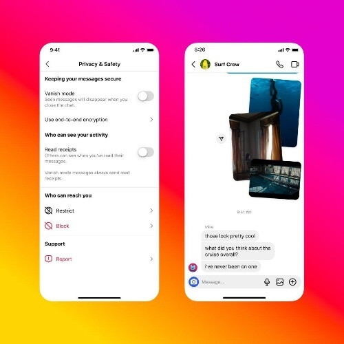 Instagram DM showing no read receipt |  Source - Adam Mosseri (IG Updates Channel) - Instagram begins testing option to disable read receipts in direct messages