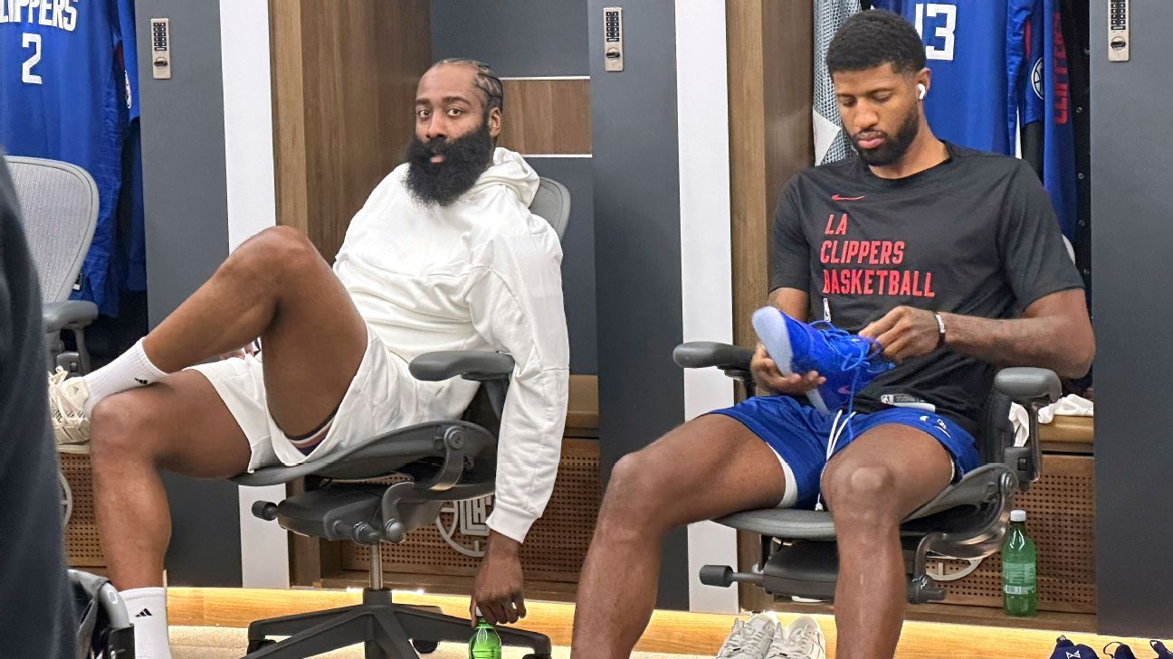 James Harden arrives in L.A., welcomed in Clippers' locker room