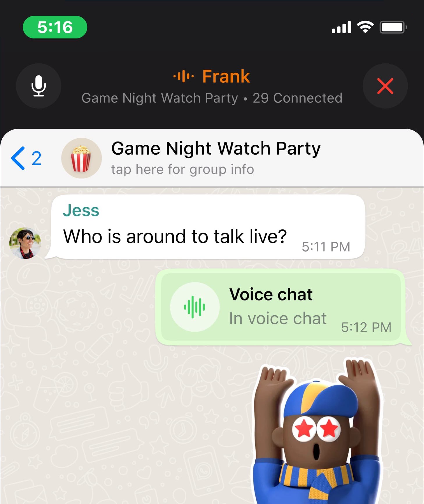 Image credit – WABetaInfo – WhatsApp introduces voice chats for large groups on iOS and Android