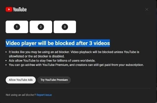 Credit – Reddit_n_Me – YouTube can now completely disable your videos from playing if you use an ad blocker