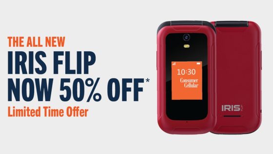 Downshift from social media to living life: 50% OFF the Iris Flip, free month of service with Consumer Cellular