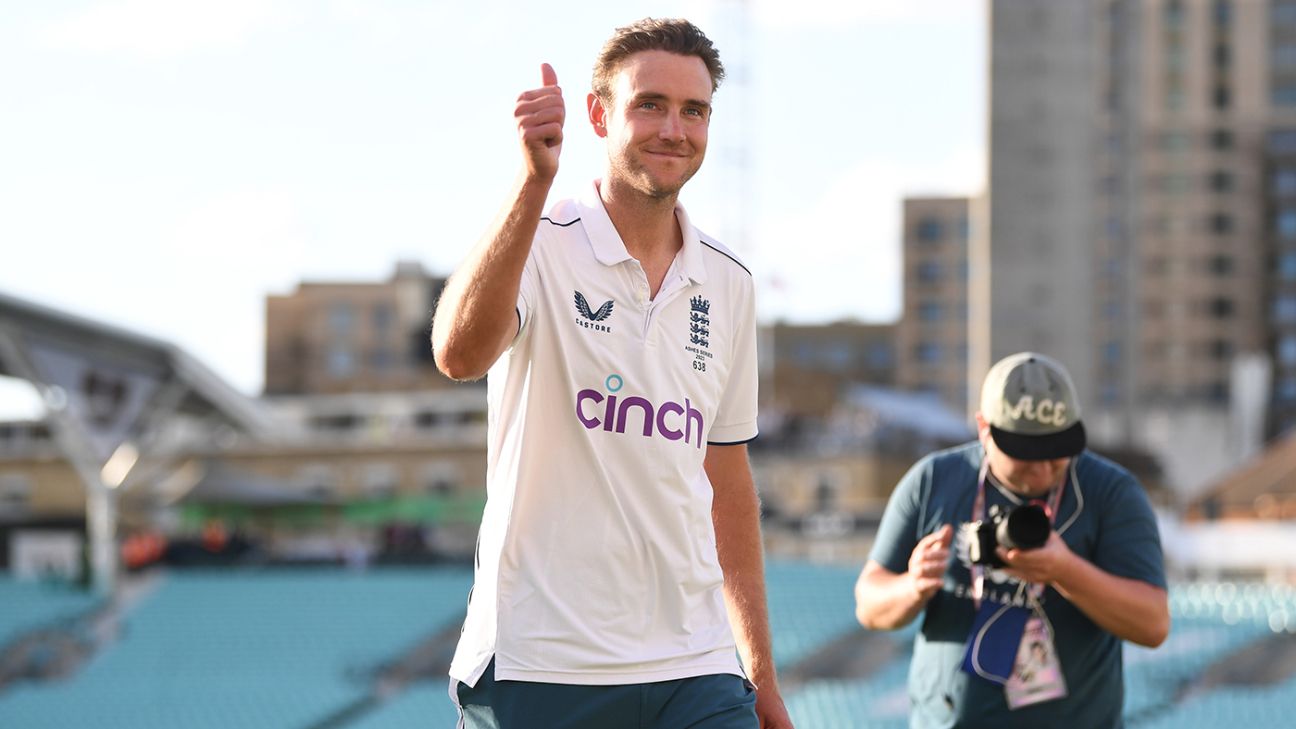 Stuart Broad awarded CBE in New Year's honours list