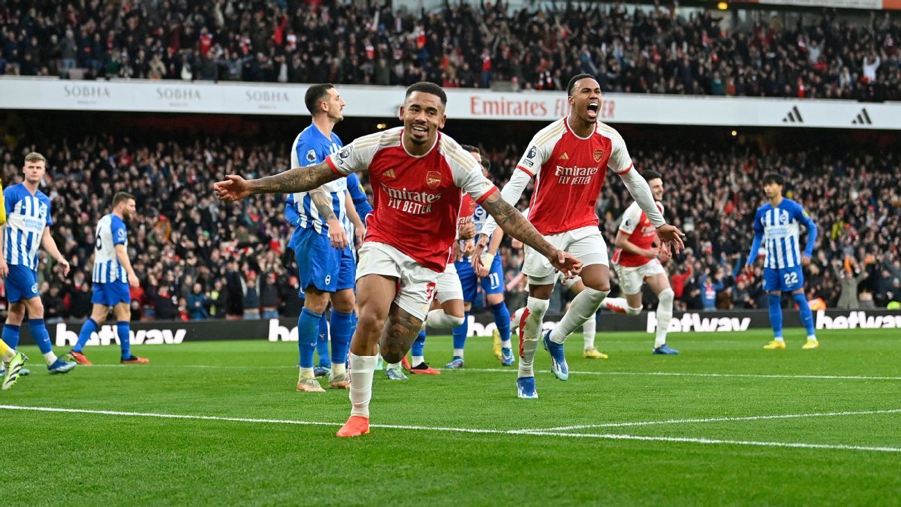 Arsenal end bad run vs. Brighton to capitalise on Man City's stumble