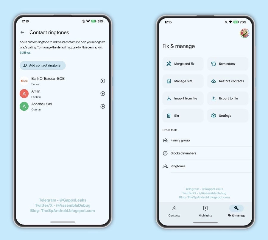 Google Contacts is testing a separate section to manage all your contacts' ringtones