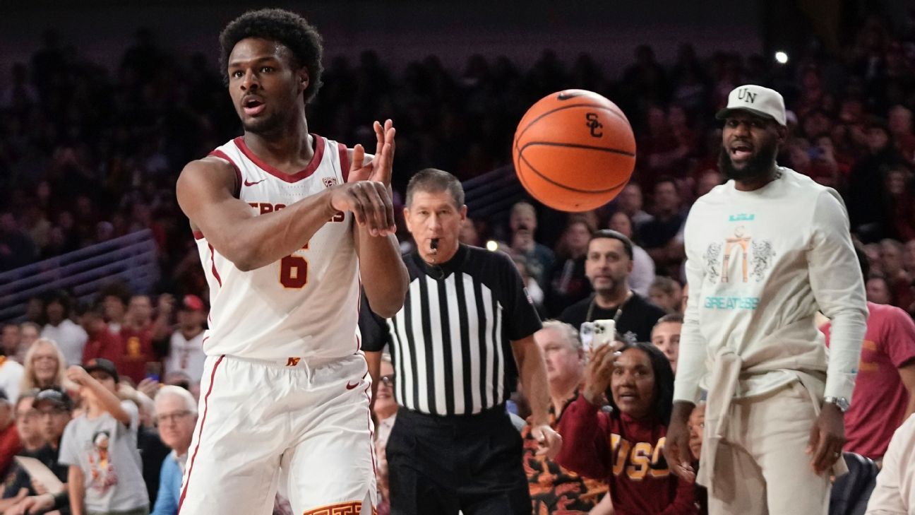 'Thankful' Bronny James comes off bench in USC debut