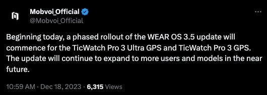 TicWatch Pro 3 series finally receives Wear OS 3.5 update with rollout starting today