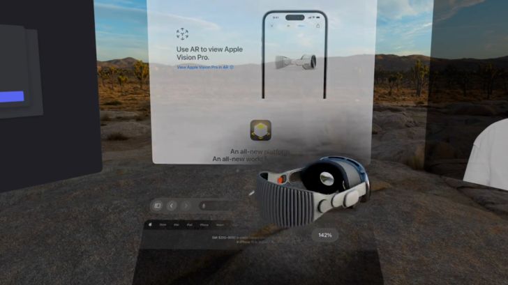 Apple Vision Pro 3D interface for Safari