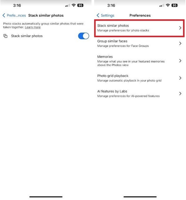 You can turn off Photo Stack in the Google Photo app settings.  A useful new feature for the Google Photos app is rolling out