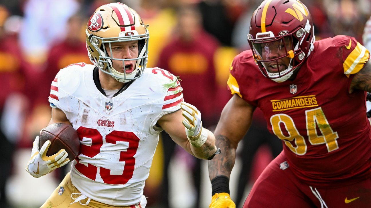 49ers RB Christian McCaffrey out Week 18 with mild calf strain