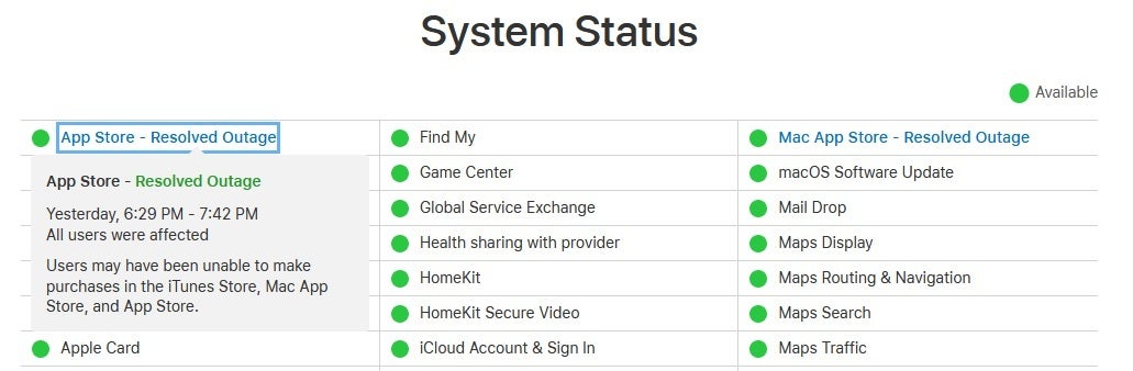 Apple's System Status support page tells you which Apple features aren't working properly - American Pie?  Friday, for over an hour, was the day Apple Music (and other services) died
