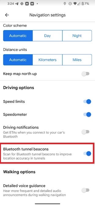 To use Bluetooth tunnel beacons on Google Maps for Android, you need to enable the feature - Enable this feature now so Google Maps for Android works when you are in a tunnel