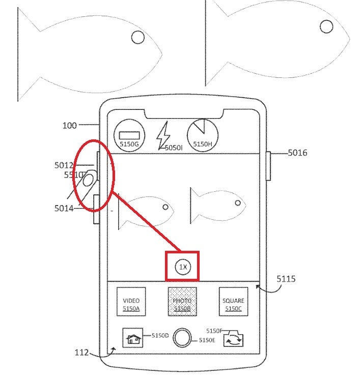 Patent illustration shows how, on an underwater iPhone, the camera can zoom using the volume button - Patent awarded to Apple last week suggests a waterproof iPhone is in the works