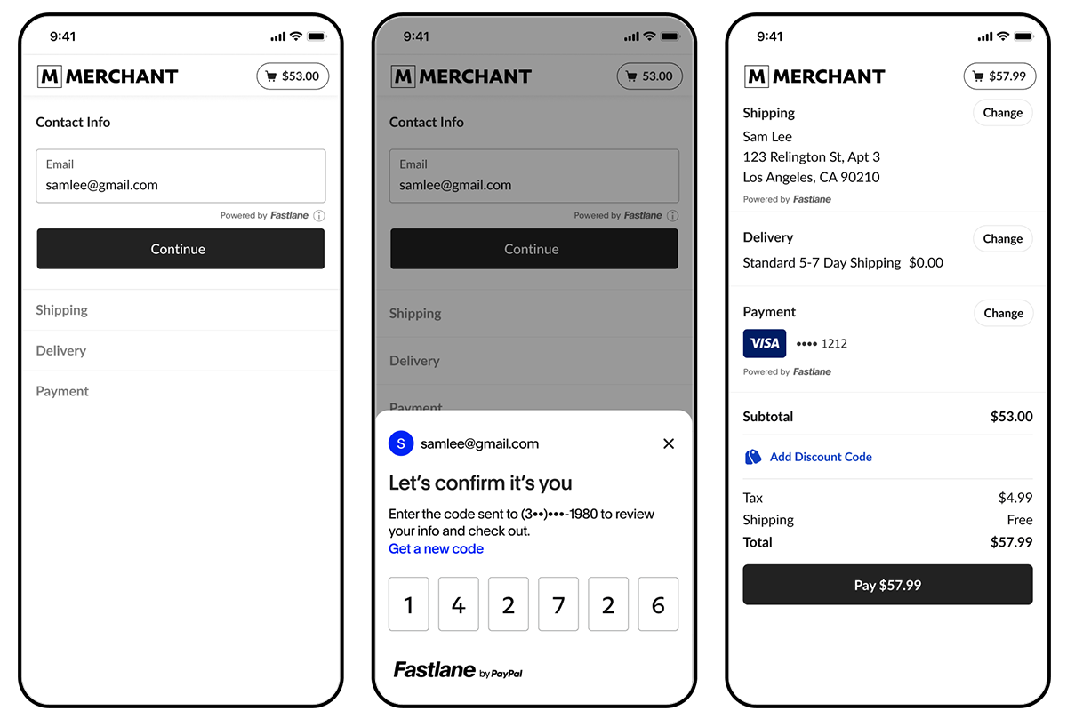 Screenshots of the Fastlane feature (Image credit – PayPal) – PayPal and Venmo to get an update with new AI-powered features