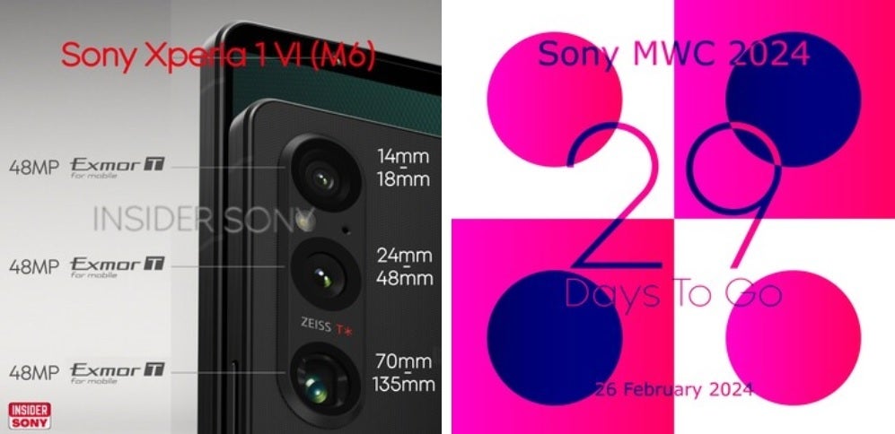 Marketing image for Xperia 1 VI rear camera array and poster revealing phone's launch date leaked - Sony Xperia 1 VI rear camera specs leaked;  the phone will be revealed next month at MWC