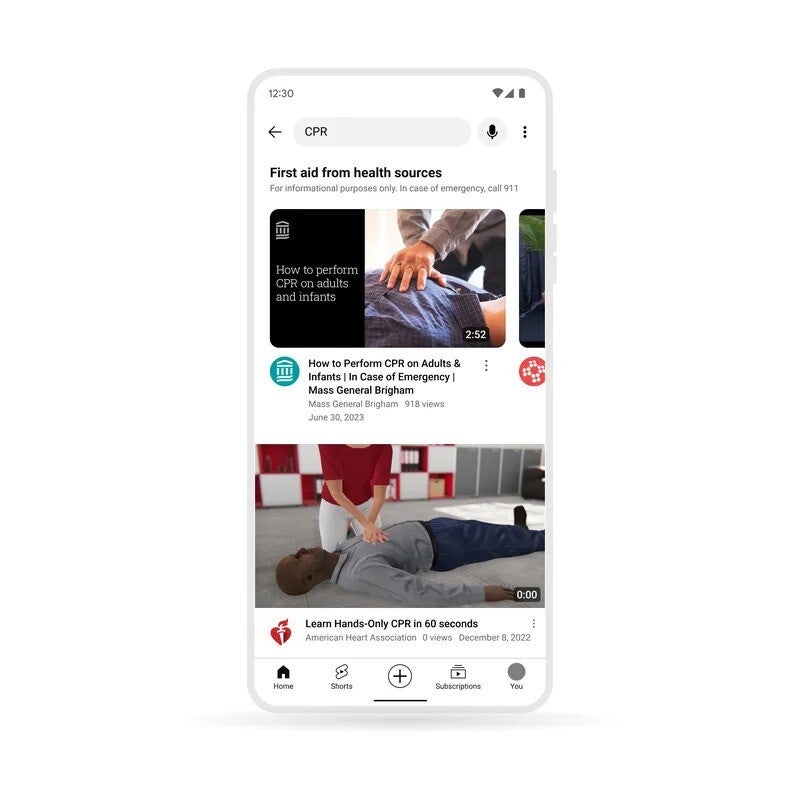 Image credit – YouTube – YouTube makes it easier to find first aid information with new shelves