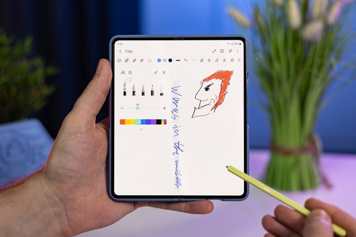 Last year's Galaxy Z Fold 5 (pictured here) didn't come with a built-in stylus mechanism.  - Samsung could be working on a super flagship Galaxy Z Fold 6 Ultra instead of a Fold FE