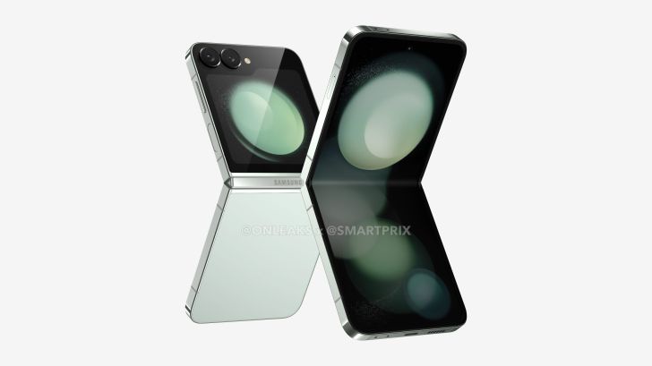 5K CAD-based render of the Galaxy Z Flip 6 in mint color
