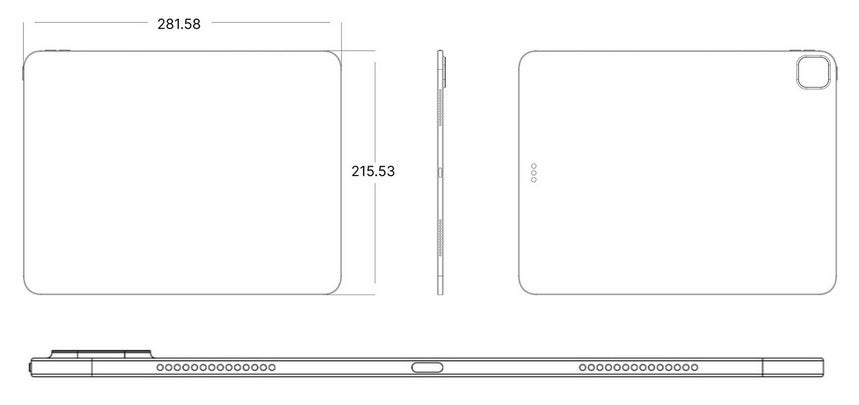 iPad Pro 13-inch (2024) CAD drawing – CAD drawings reveal familiar but slimmer design for 2024 iPad Pro tablets