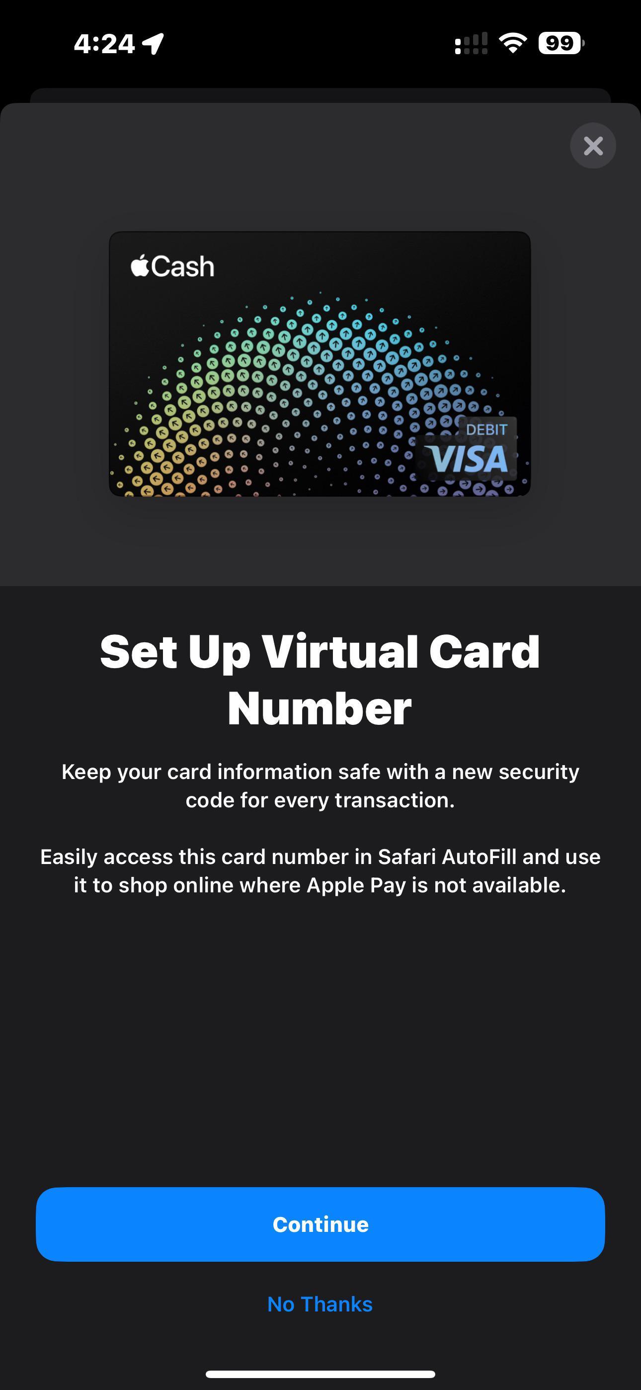 Image credit–simpledsp/Reddit – Apple Cash adds support for virtual cards in iOS 17.4 beta