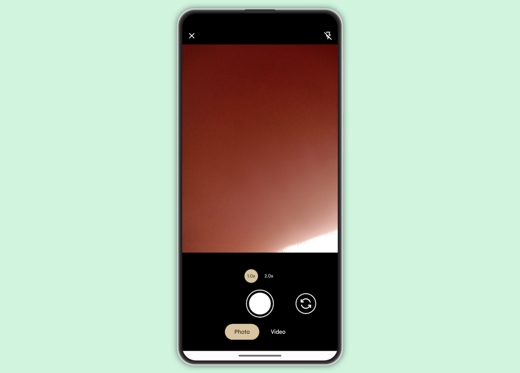 This is what the built-in camera interface currently looks like without any camera effects (Image credit – TheSpAndroid) – Hidden clues in Google Messages hint at new features, including camera effects.