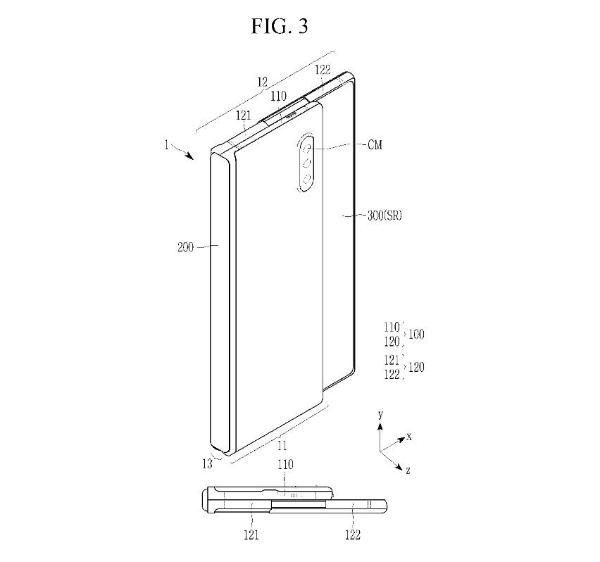 Hybrid Phone Illustration from Samsung's Dual Display Patent - Samsung's Foldable and Rollable Hybrid Phone Comes to Life in Mockup Illustration