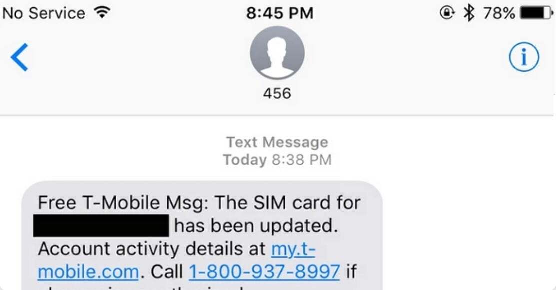 If you receive a text message like this but haven't requested a new SIM card, call your carrier immediately - T-Mobile subscriber narrowly escapes SIM swap fraud