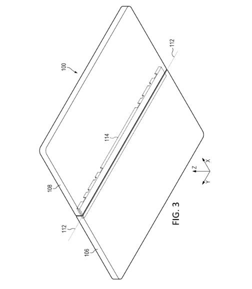 Illustration from Microsoft's patent application - Microsoft's patent application suggests that a true foldable phone will have a slim form factor, more