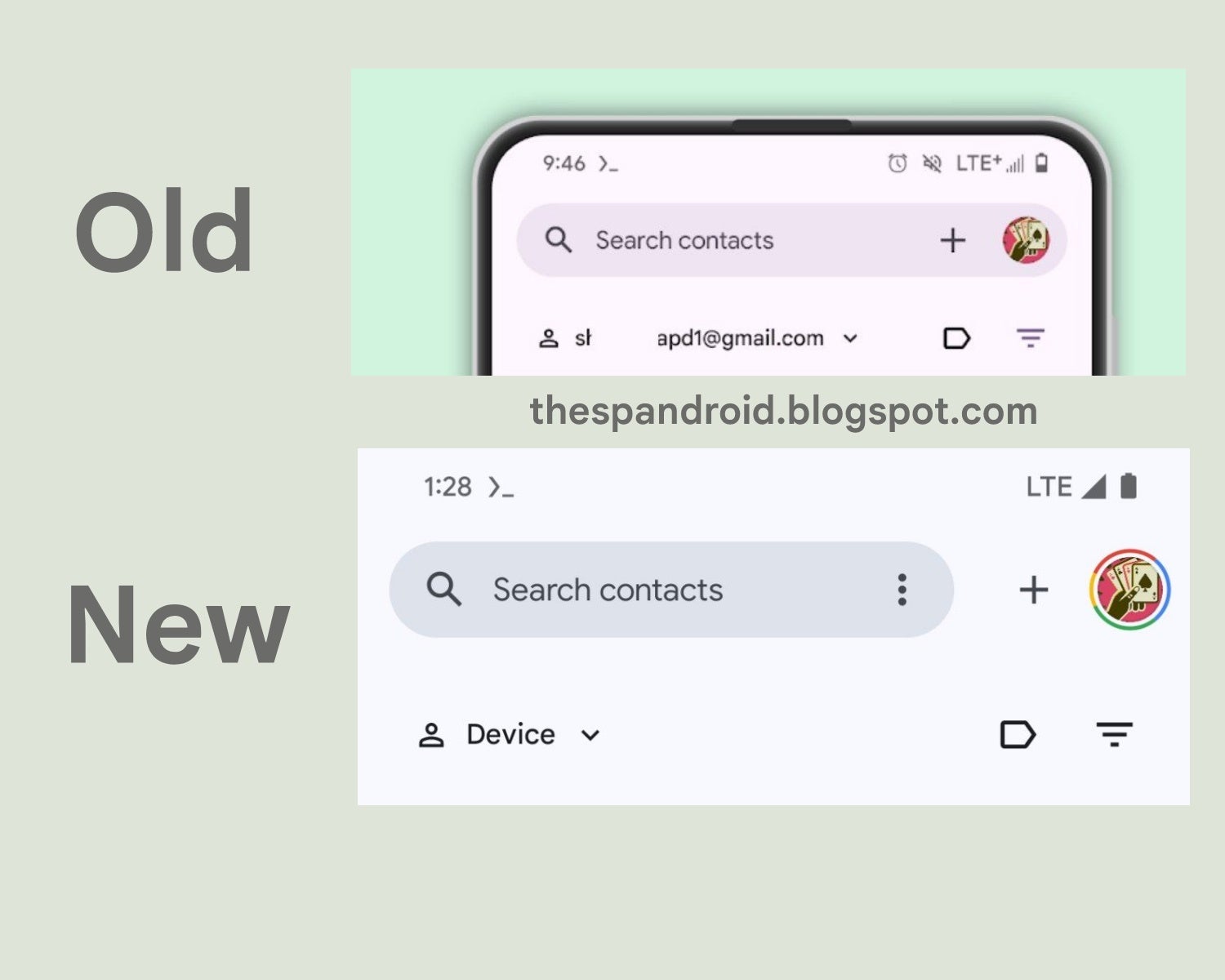 Google is testing a more compact search bar in its native Contacts app