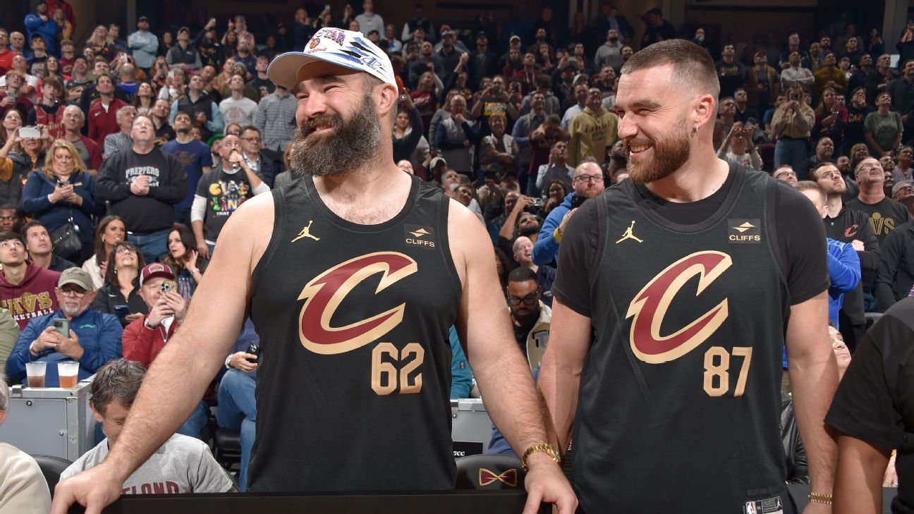 Jason and Travis Kelce attend Cavaliers bobblehead night