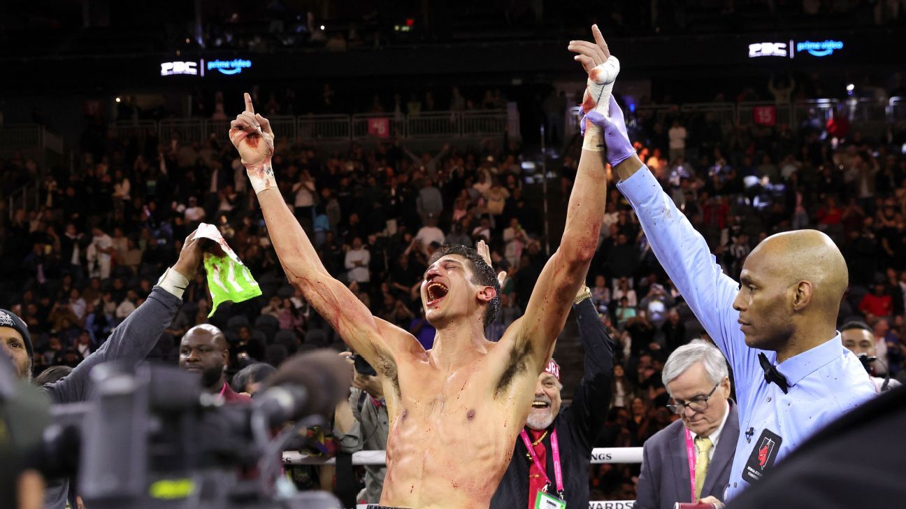 Sebastian Fundora upsets Tim Tszyu to win junior middleweight titles