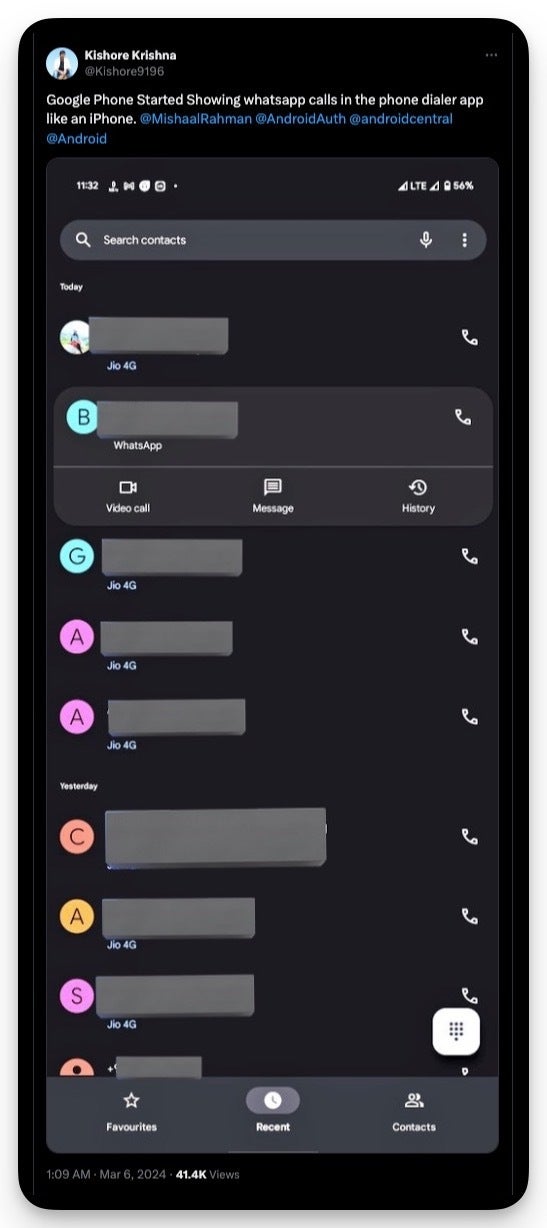 WhatsApp call log could soon be integrated into Google's Phone app